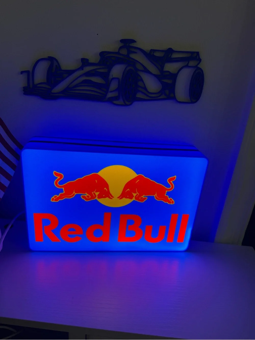 Illuminated Blue and Red Wall Sign - Brand